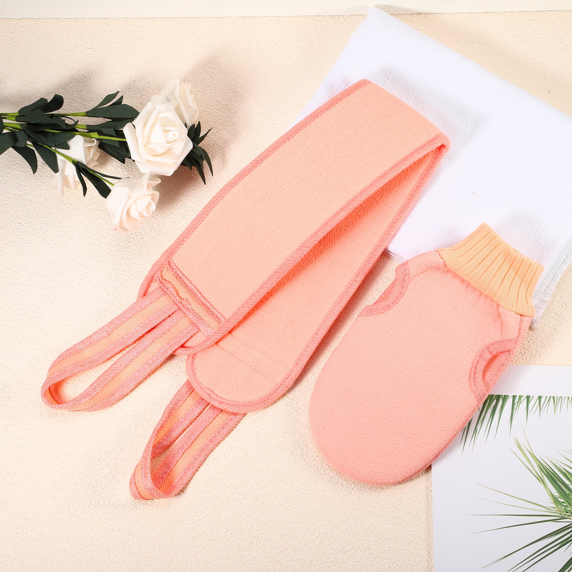 Unique Bargains 2Pcs Bath Brush Set for Bathroom Shower 22.83 Inches Long Pink