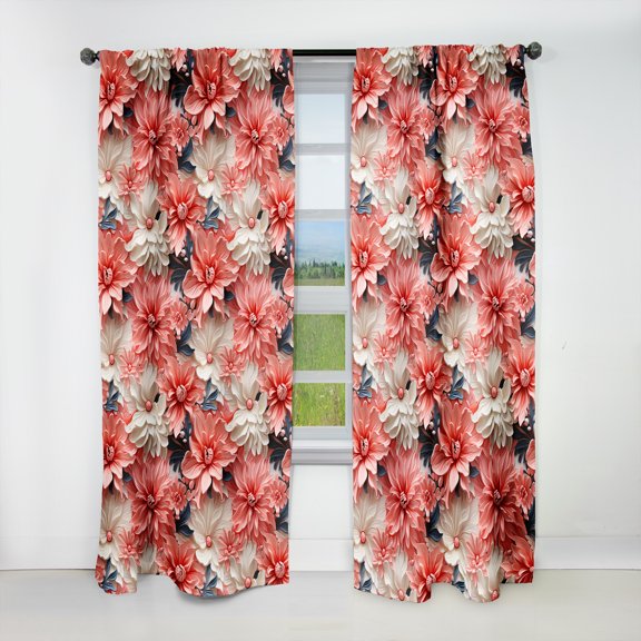 Designart "Twilight Shades Of Coral Iv In The Tropics I" Tropical Blackout Curtain Single Panel