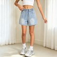 thumbnail image 2 of KPOPLK Girls Stretchy Denim Shorts Summer Casual Drawstring Elastic Waist Jean Shorts Jorts with Pockets,Sky Blue,Size 7-8 Years, 2 of 6