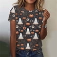 thumbnail image 2 of Witch Bat Cute Graphic T-Shirt for Women Crew Neck Short Sleeve Loose Casual Tops Fall Tees Multicolor M, 2 of 7