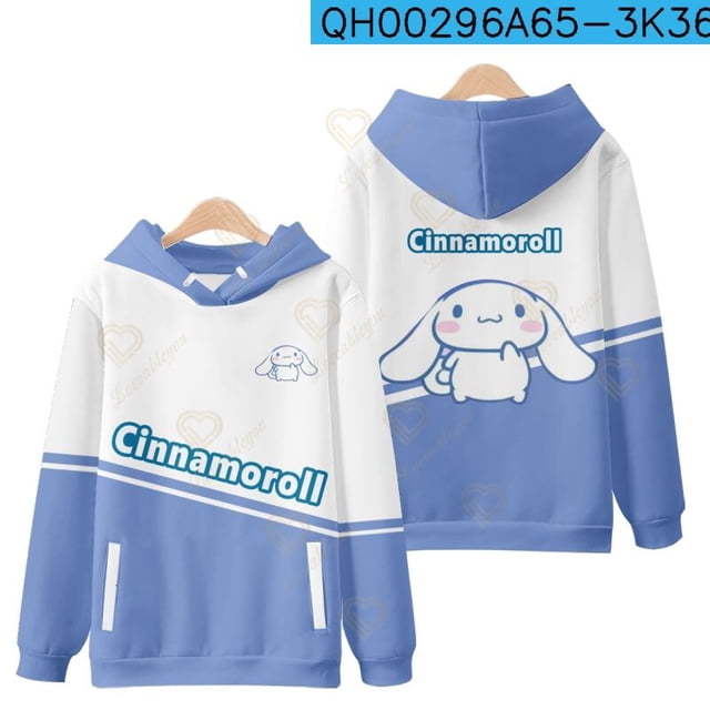 Sanrio-Sudadera con capucha de Cinnamoroll para mujer, suéter informal de dibujos animados Kawaii, ropa holgada de gran tamaño para estudiantes, primavera y otoño