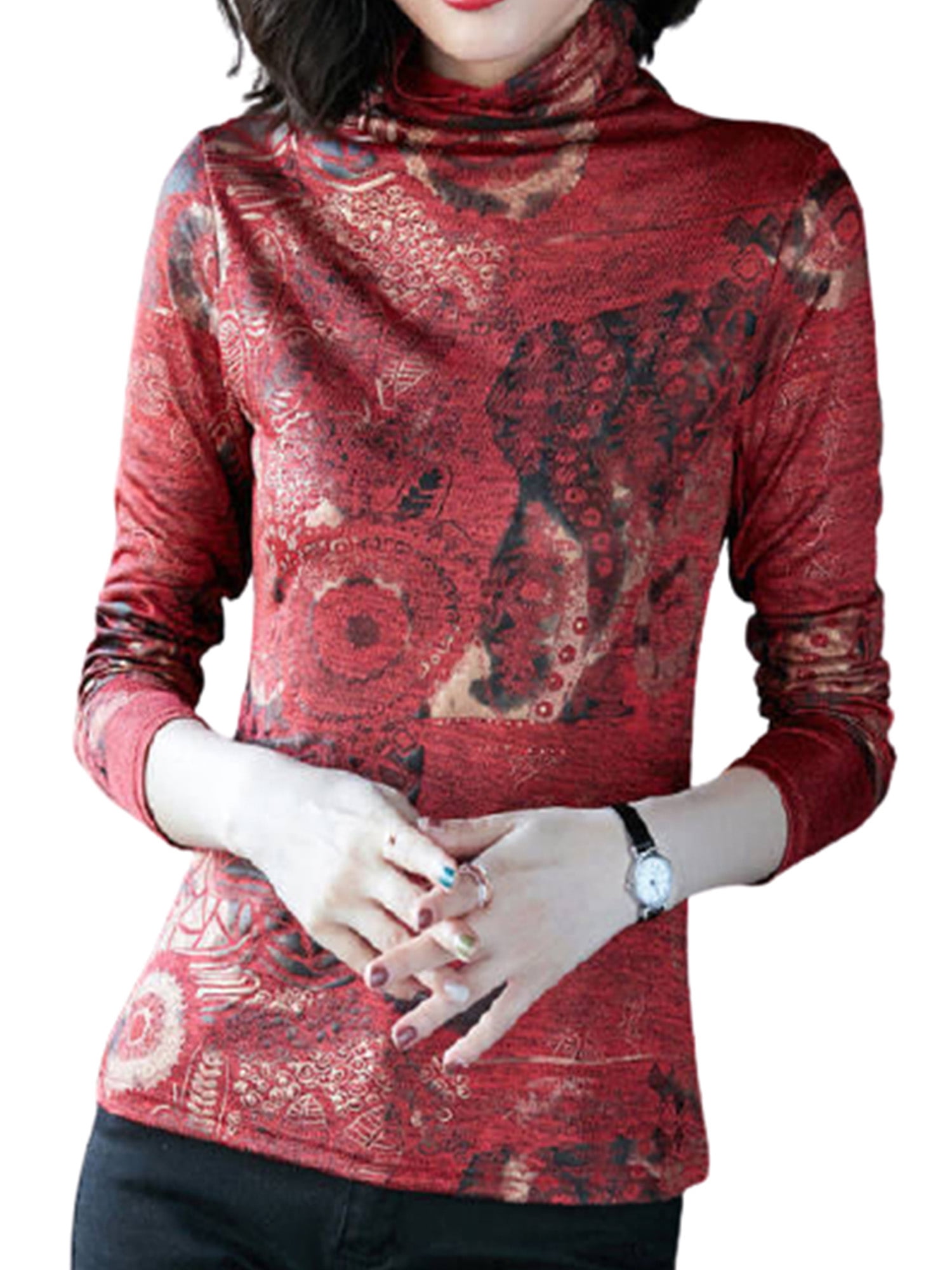 high neck woolen blouse