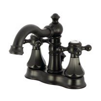 Kingston Brass FSC1600BX Metropolitan 4 in. Centerset Bathroom Faucet with Brass Pop-Up, Matte Black