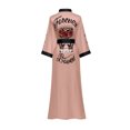 thumbnail image 2 of Print Flower Long Robe Summer Casual Half Sleeve Skin Friendly Bathrobe Women Sexy Sleepwear Home Dressing Gown Loungewear, 2 of 10