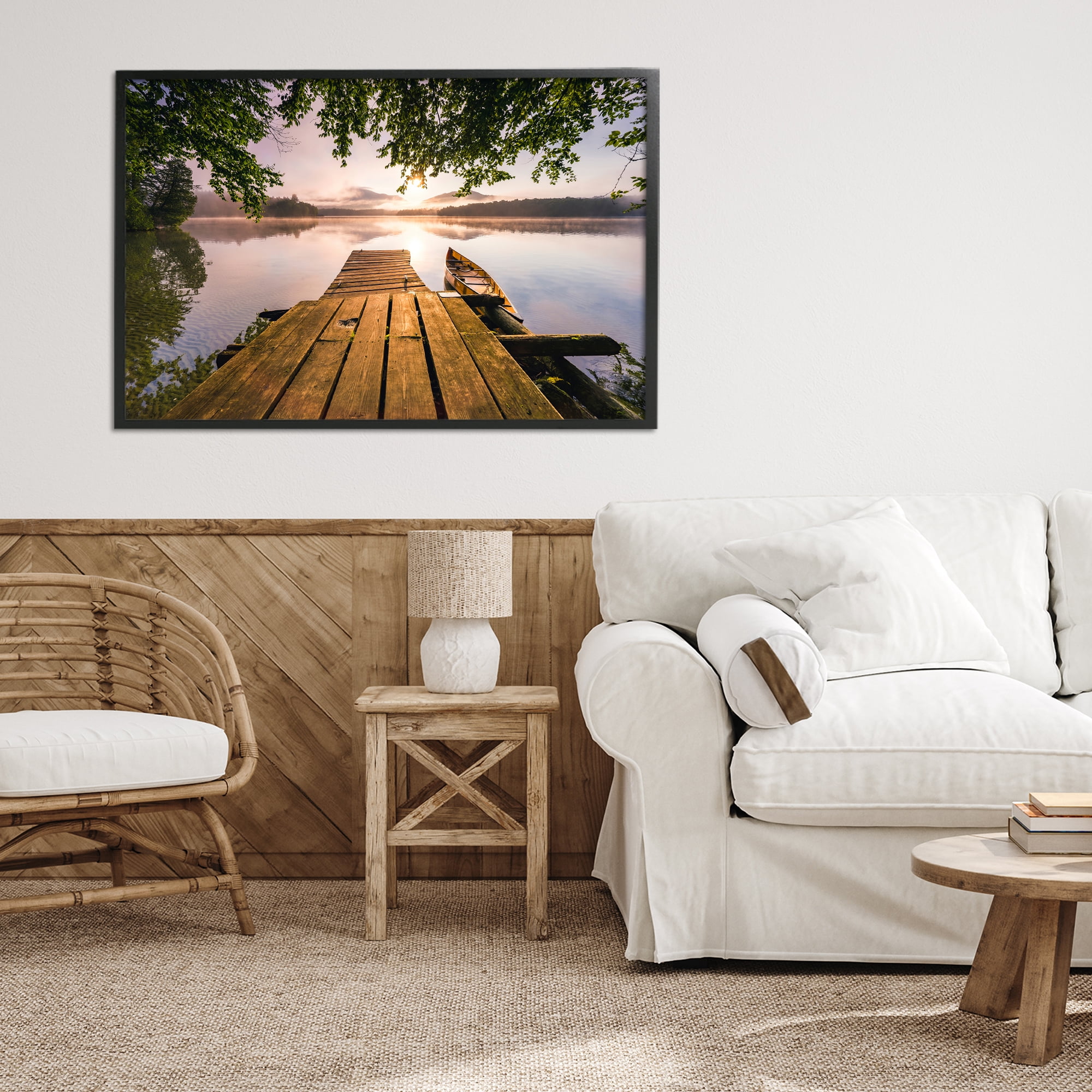 Stupell Industries Misty Morning Light on Lake Black Framed Giclee Art, design by Jonathan Zaharek