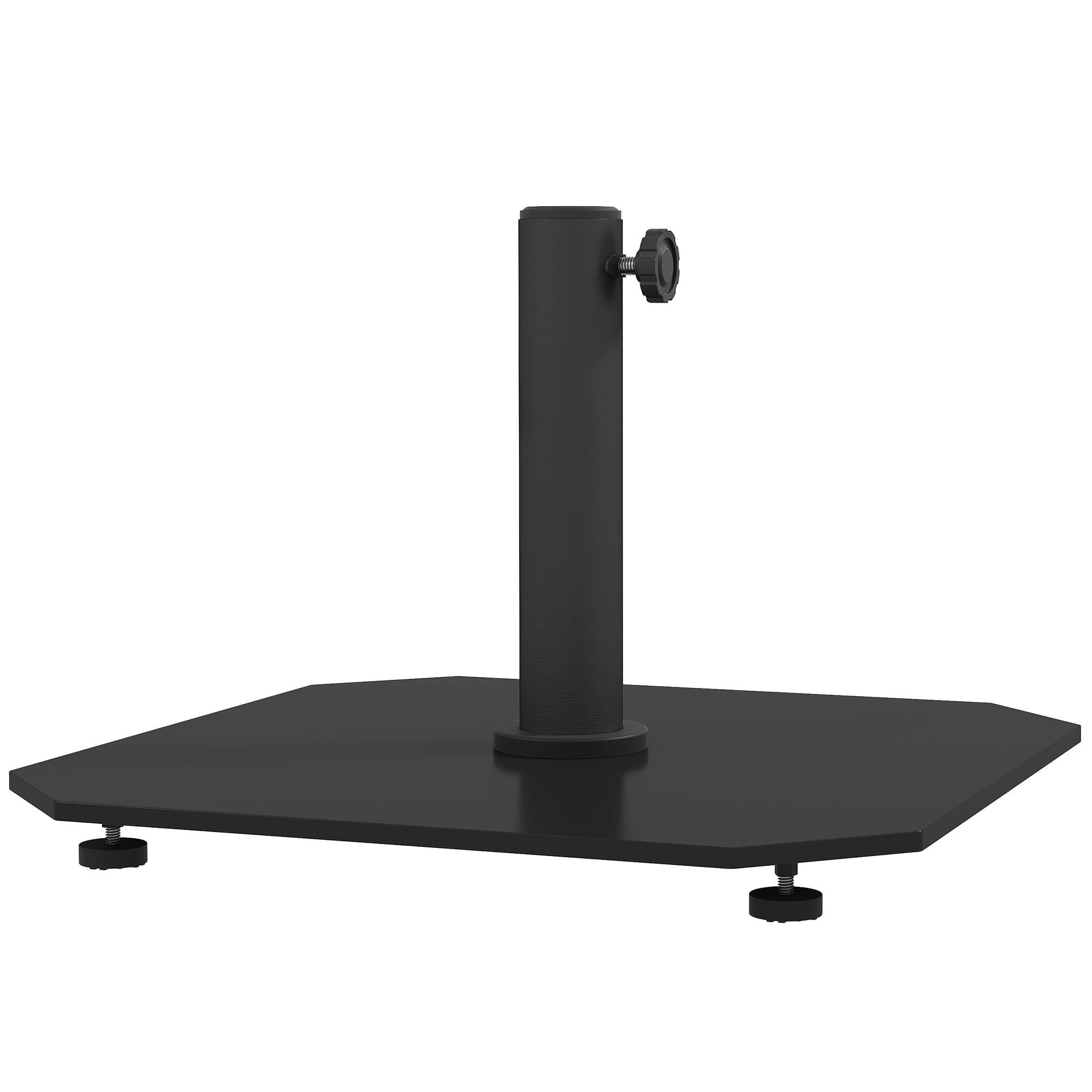 Outsunny Square Patio Umbrella Base, 41 lbs Metal Umbrella Stand Base with Adjustable Pads, Patio Umbrella Holder for 1.3"/1.5"/1.9" Poles, Black