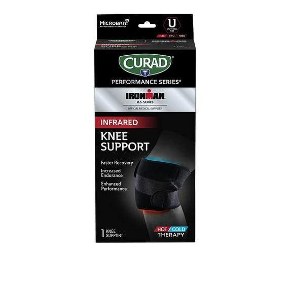 CURAD Performance Series Knee Support with Hot/Cold Therapy, Elastic, Adjustable Knee Brace with Removable Reusable Gel Compress for Pain Management, Powered by CELLIANT Technology