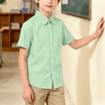 thumbnail image 7 of OGLCCG Boys Short Sleeve Dress Shirts Kids Summer School Uniform Shirts Solid Color Cotton Button Down Shirts 1-18 Years, 7 of 7