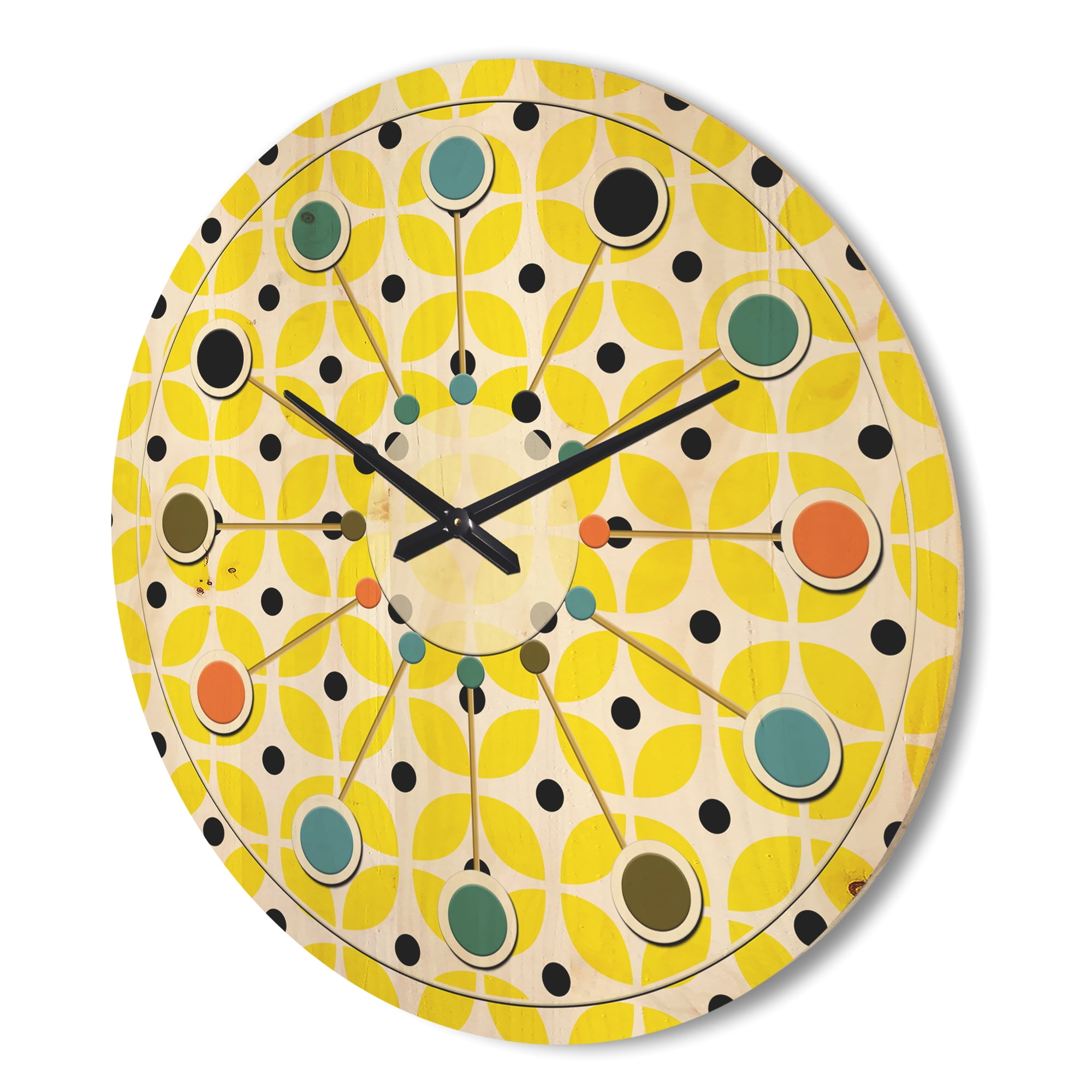 Designart 'Geometrical Retro Design XII' Mid-Century Modern Wood Wall Clock