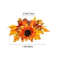 thumbnail image 2 of Harvest Festival Maple Leaf Sunflower Candlestick Wreath, Artificial Floral Candle Ring, Simulated Flower Decor for Halloween Thanksgiving Terrace Table Patio Holiday Decoration, 2 of 6
