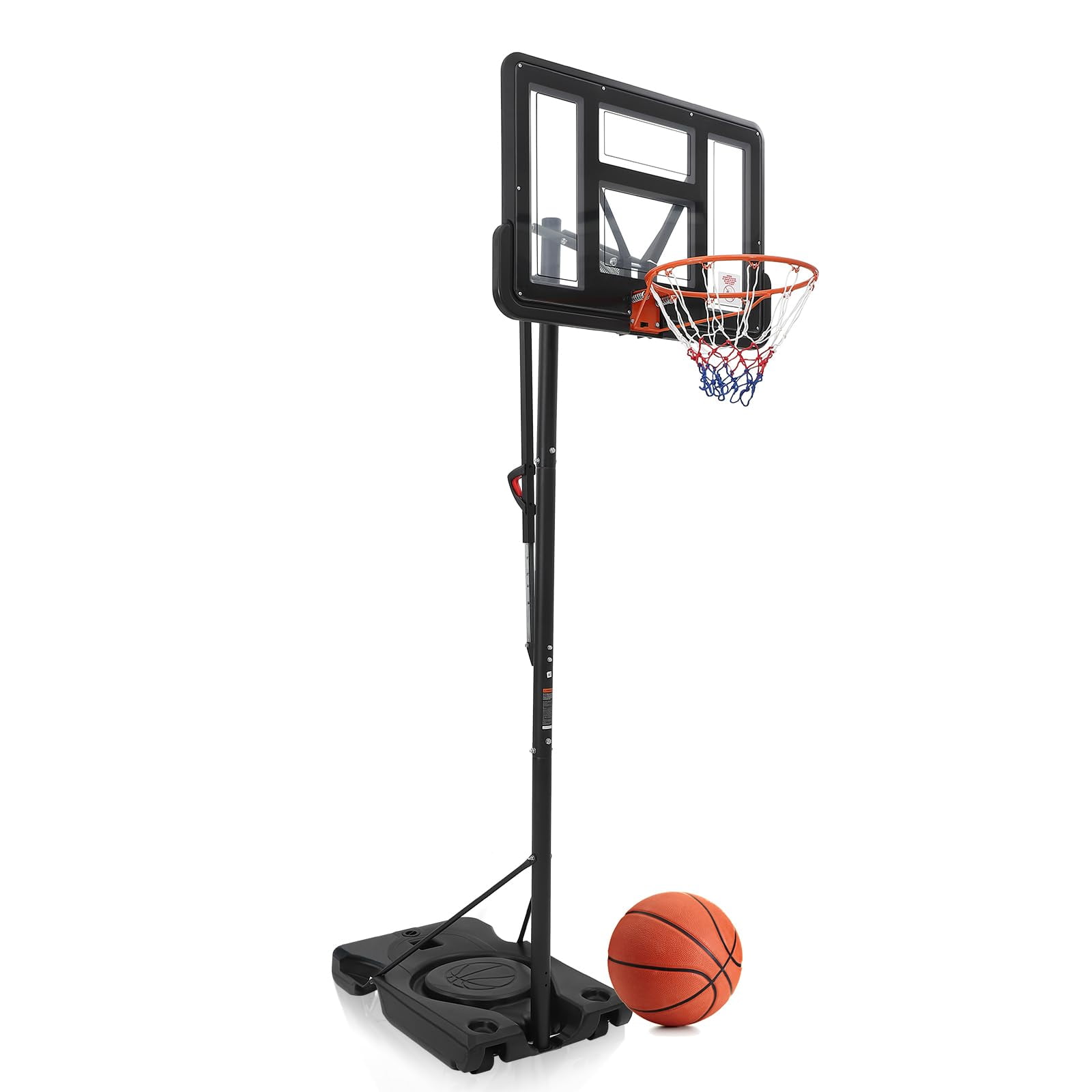 Outdoor Basketball Hoop – Adjustable Height 4.43 to 10ft, Portable Basketball Goal for Adults, Enlarged Base with PC Backboard, Ideal for Backyard, Driveway, and Indoor Use, Family Friendly