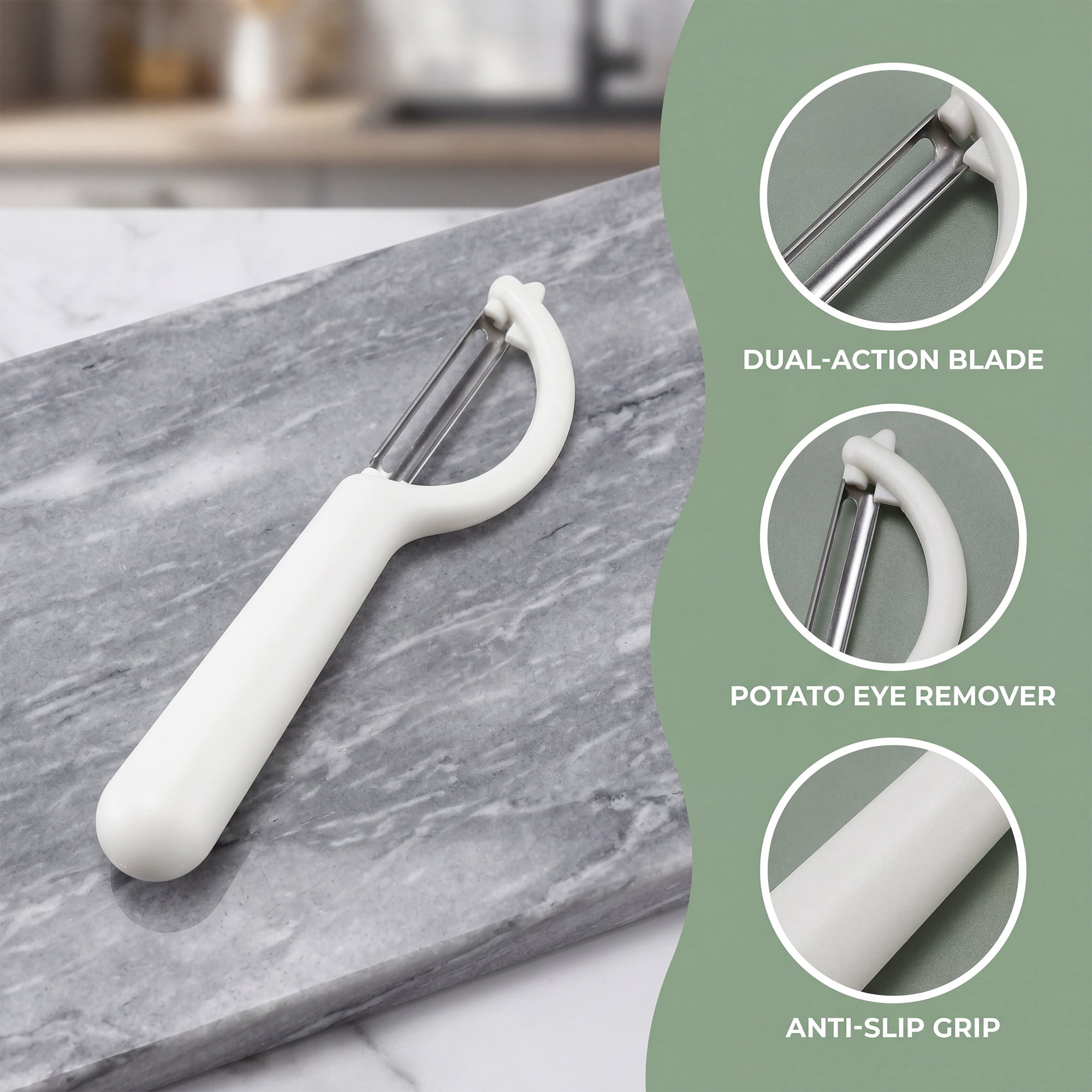 Unique Bargains Plastic Apple and Potato Peeler with Ergonomic Handle White 6.5x1.4 inch