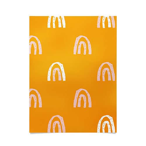 Society6 Pink Mango Rainbow Pattern by Erika Stallworth Art Print