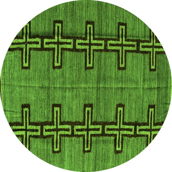 Ahgly Company Indoor Round Oriental Green Modern Area Rugs, 8' Round