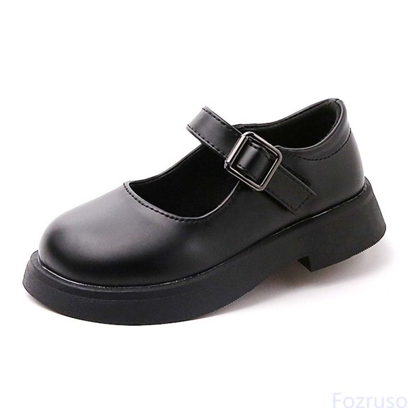 Fozruso Fashion Spring Autumn Seasons Children Casual Shoes Girls Thick Sole On Buckle Comfortable Solid Color Style,Sizes 8.5 Little Kid 2-2.5 Years(Black)