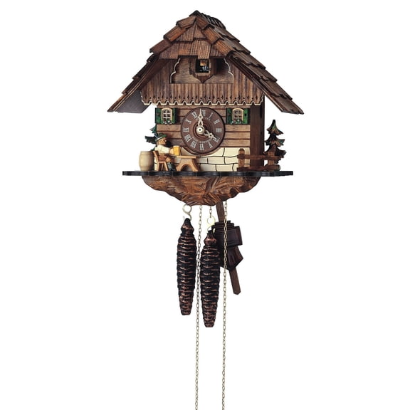 Cuckoo Clock Black Forest house with moving beer drinker