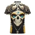 thumbnail image 4 of Indian Devil Skull Men Zipper T-shirt Summer Casual Short Sleeve T-shirt Top, 4 of 7