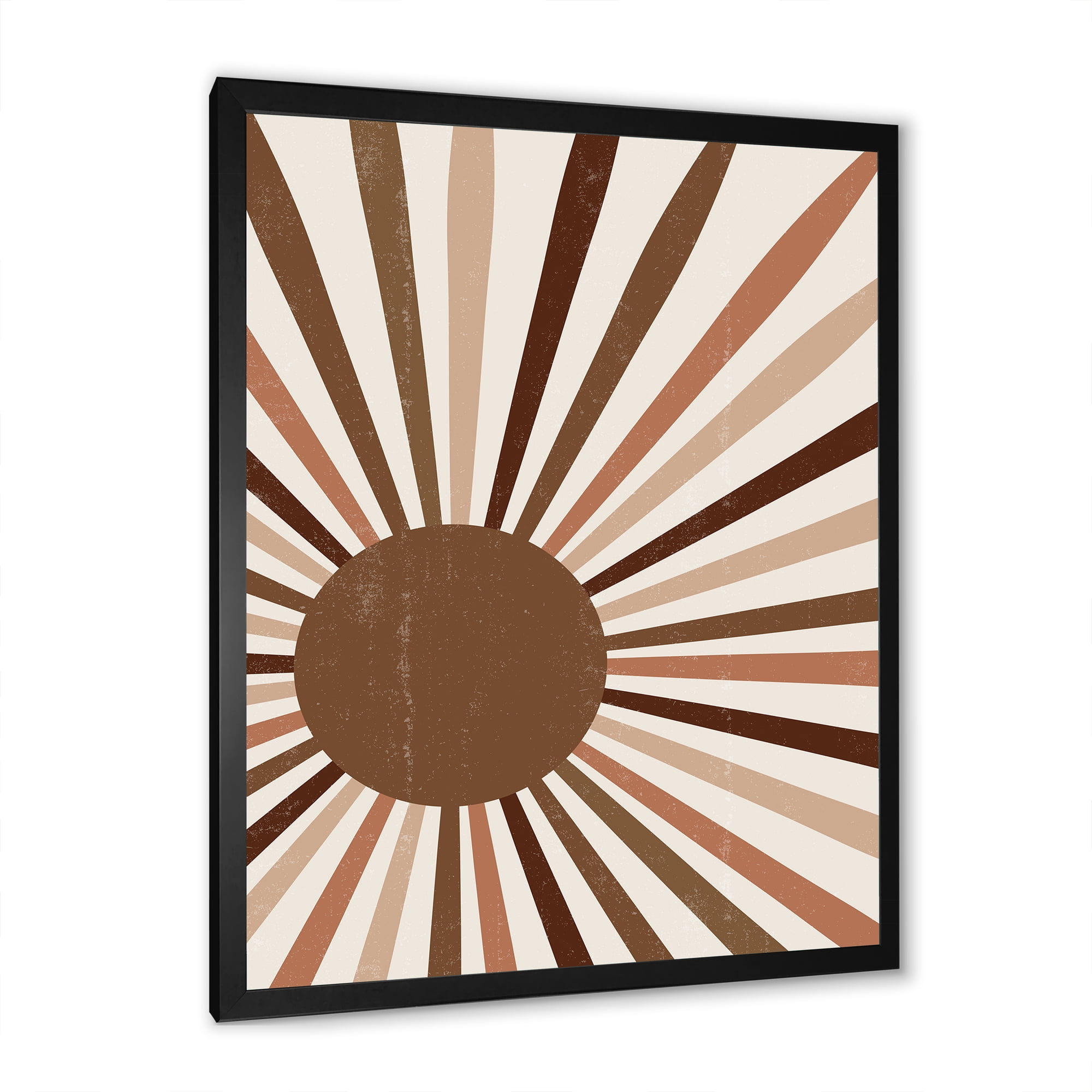 Designart 'Bright Minimalist Shining Terracotta Sun Rays' Modern Framed Art Print