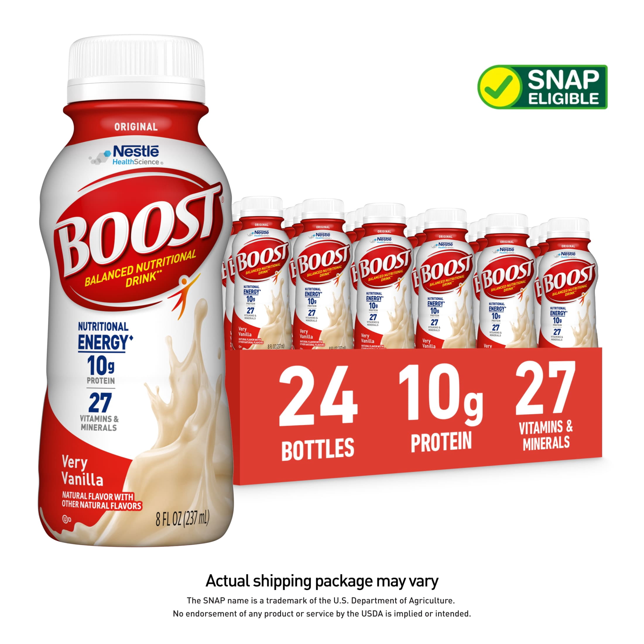 (3 pack) BOOST Original Ready to Drink Nutritional Drink, Very Vanilla, 24 - 8 FL OZ Bottles