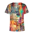 thumbnail image 5 of Blouse d'Été Grande Taille à Manches Courtes pour Femmes Blouse Imprimée d'Été T-Shirts Décontractés Col en V T-Shirts à Manches Courtes Hauts Col en V Femmes en Solde, 5 of 5