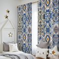 thumbnail image 5 of Blackout Kids Curtains,Blue Ethnic Geometric Patchwork Pattern Childrens Insulated Curtains Set Of 2,Bedroom Essentials,Toddler Room Decor 52x84in(132x213cm), 5 of 5