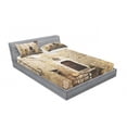 thumbnail image 3 of Ambesonne Vintage Fitted Sheet & Pillow Sham Set, Narrow Cobble Street, Twinxl, Cream, 3 of 3