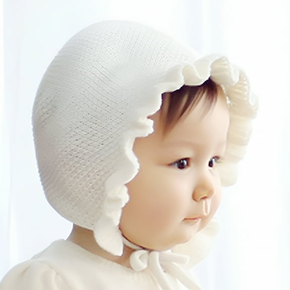 TELOLY Toddler Girl Lovely Flounce Knit Hats Baby Bonnets Newborn Baby Hats Ultra Soft Adjustable Hats for 0-12 Months