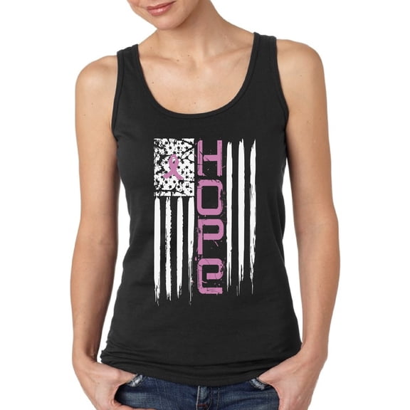 Hope Tank Top for Women Pink Ribbon Ladies Top - S M L XL 2XL Graphic Tee - Breast Cancer Awareness Pink Support Gifts Women Shirt