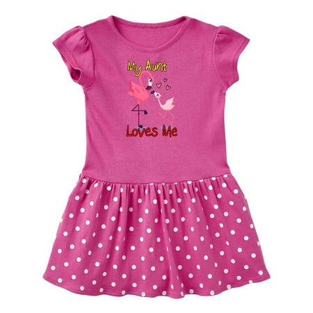 

Inktastic My Aunt Loves Me Flamingo Gift Toddler Girl Dress