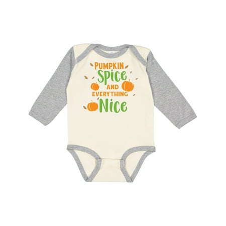 

Inktastic Pumpkin Spice And Everything Nice - Orange Green Gift Baby Boy or Baby Girl Long Sleeve Bodysuit