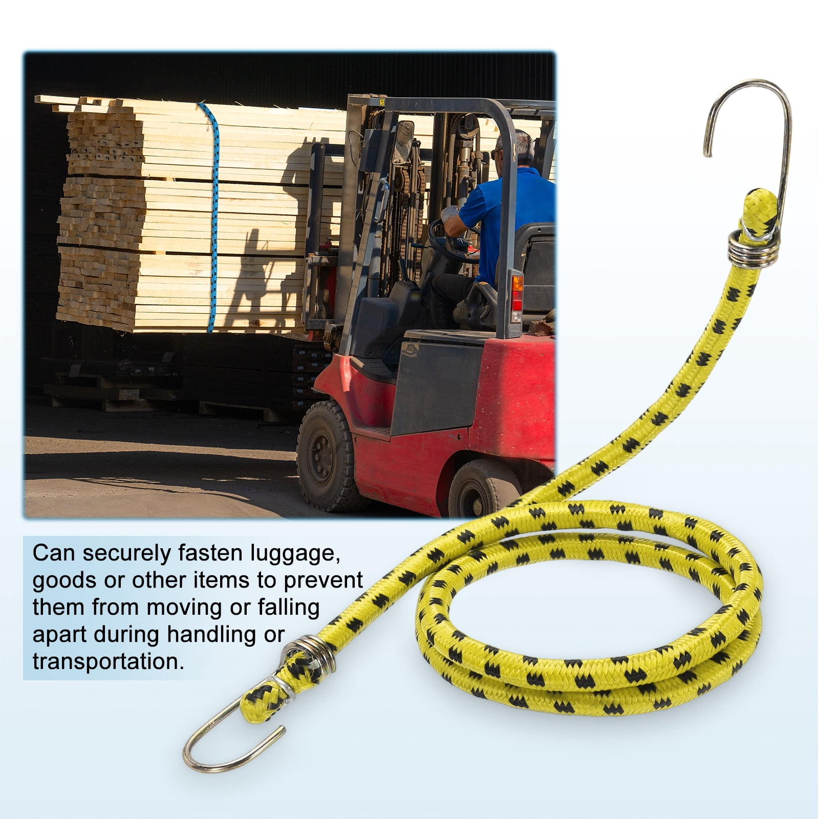 Uxcell 3/8" x 6.6ft Marine Grade Bungee Cord with Hooks, 4Pcs Rubber Heavy Duty Outdoor Elastic Straps Kayak Stretch String Rope for Securing Luggage Moving Cargo, Yellow