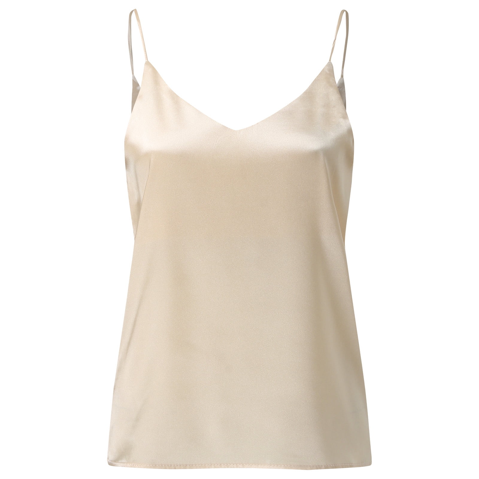 nsendm Womens Silk Satin Camisole Solid Color Camisole Top T Shirt