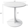 thumbnail image 3 of Modern Round Dining Table with Printed White Marble Table Top,Metal Base Dining Table, End Table (Marble +Round), 3 of 8