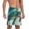 thumbnail image 2 of Pofeuu Watercolor Turtle1 Print Men's Soft Woven Elastic Waistband Sleep Pajama Short-X-Large, 2 of 6