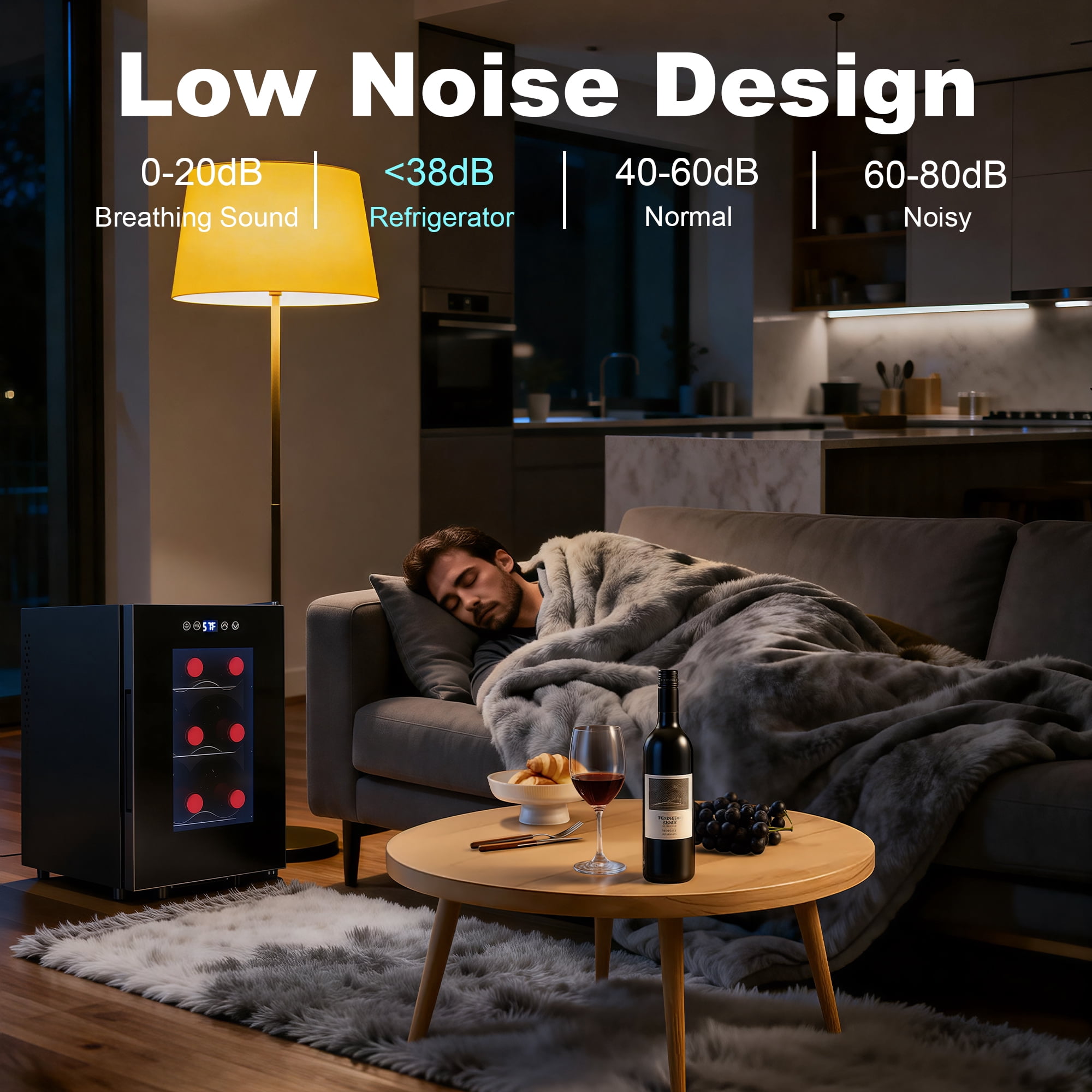 IceBlue Portable 6-Bottle Wine Cooler,  Digital Temperature Control(10-18°C) ,LED Screen, Drink refrigerator,, Car and Home Use
