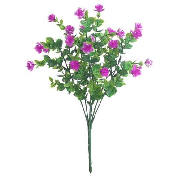 Artificial Fall Flowers for Outdoors 7 Flexible Stems Green Shrubs 35cm Length Outdoor Plants Artificial for Porch Decor