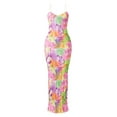thumbnail image 5 of Women's Backless Printed Maxi Cami Dress with Sheer Back and Stretchy Bodice 65% polyester 35% cotton for summer, 5 of 16