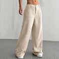 thumbnail image 3 of Women's Corduroy Wide Leg Pants Stretchy Waist Button Casual Loose Fit Pocket Design, 3 of 9