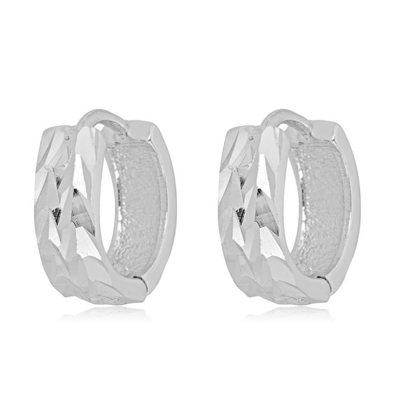 AVORA 925 Sterling Silver Textured 12mm Hoop Earrings