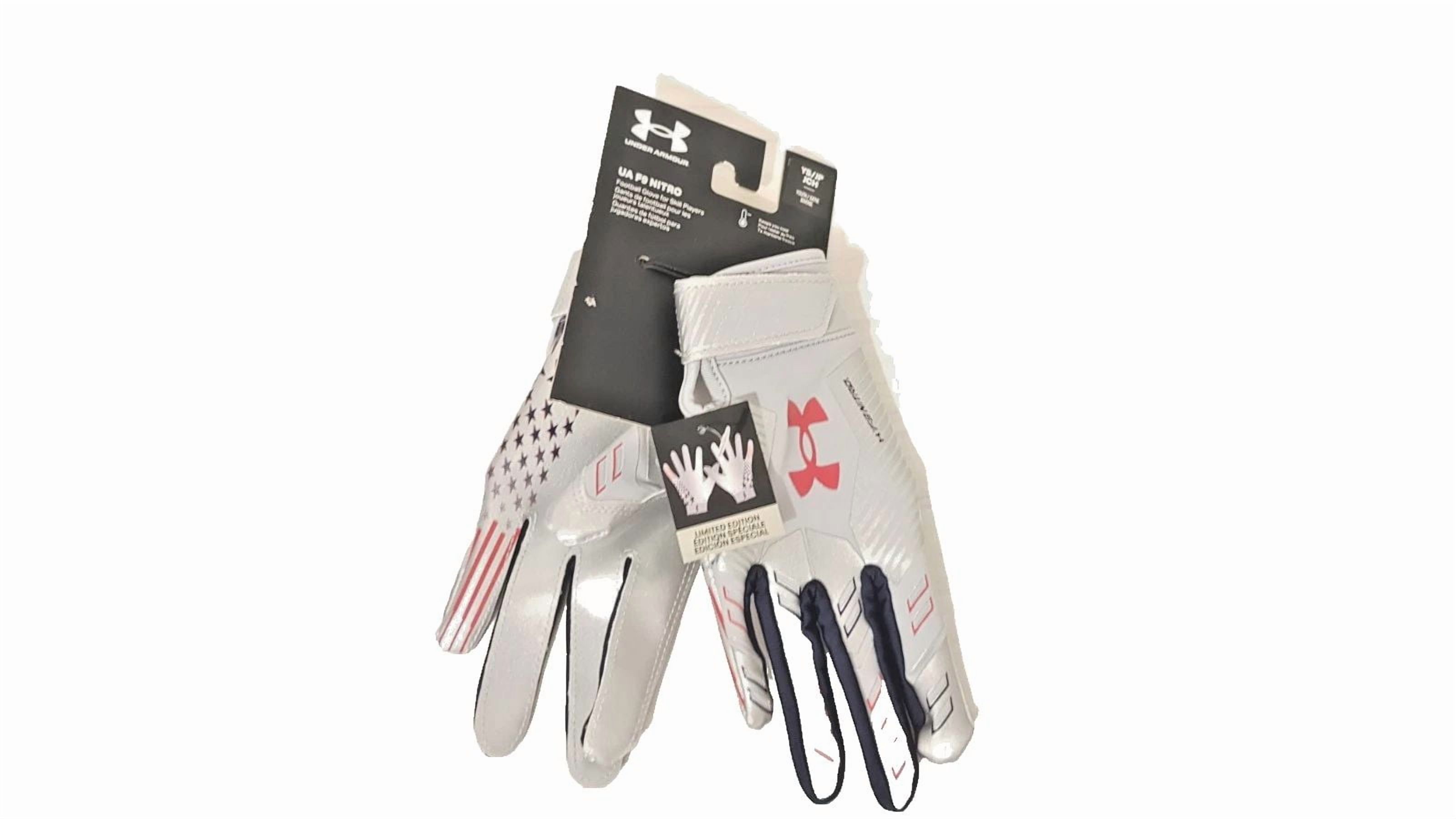 Under Armour UA F9 NITRO LE Gray/Blue Football Reciever Gloves