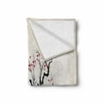 thumbnail image 2 of Floral Soft Flannel Fleece Throw Blanket, Classic Paint Style Artwork Flower Branches Blossom and Flying Birds Pattern, Cozy Plush for Indoor and Outdoor Use, 70" x 90", Grey White, by Ambesonne, 2 of 6
