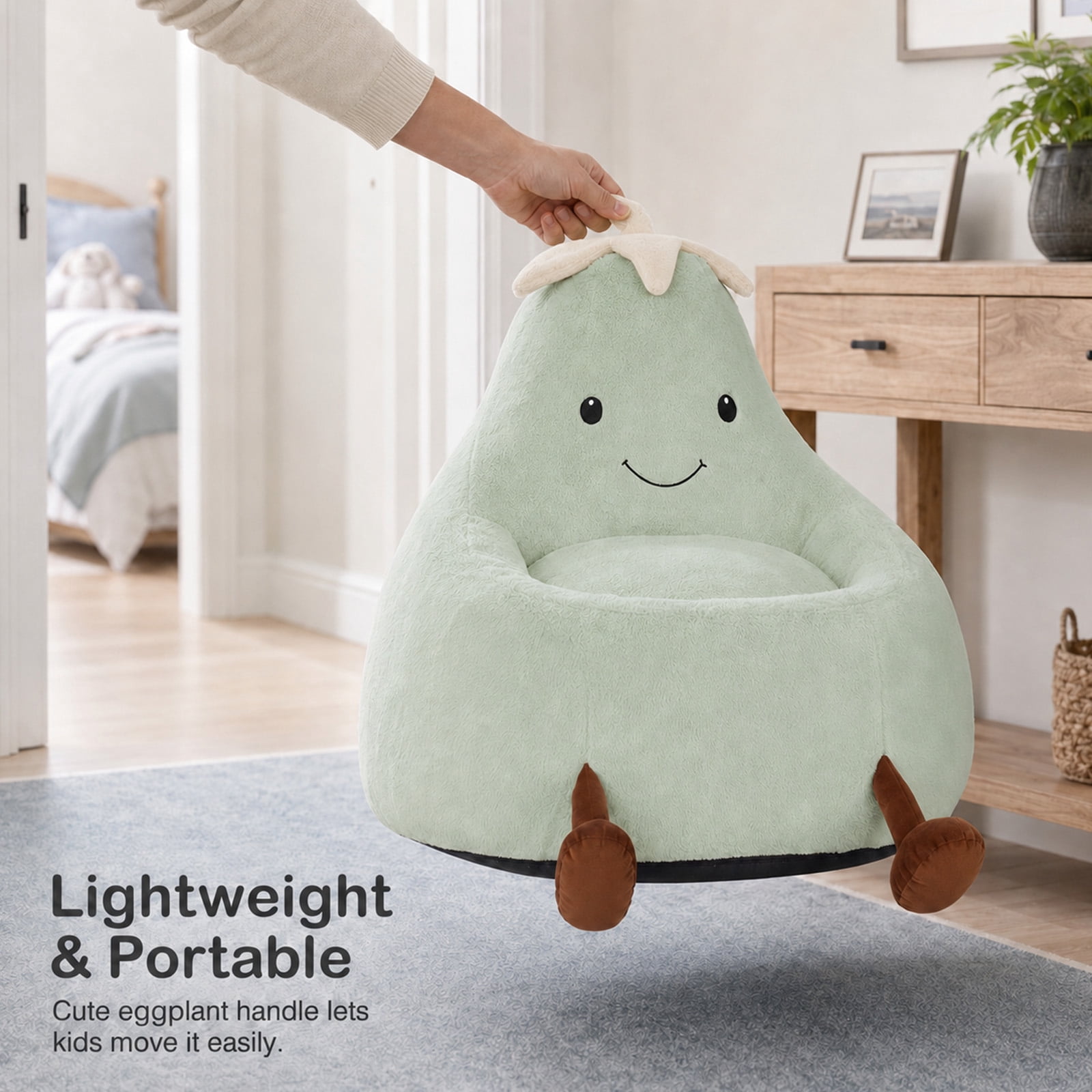 Alvantor Kids Bean Bag Chair, Stuffed Toddler Couch with Artificial Rabbit Fur Cover for Teens & Kids, Comfy Lazy Sofa Chair for Reader, Living Room, Bedroom