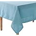 thumbnail image 3 of Violet Linen European Solid Faux Linen Pattern, Polyester, Water repellent, Spillproof, Wrinkle Free Anti-Shrink Soft Fabric, Blue, 68 Inch by 140 Inch, Seats 12 to 14 people, Rectangle Tablecloths, 3 of 4