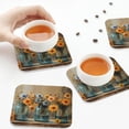 thumbnail image 4 of Leather Coasters with Heat-resistant for Drinks, Charming Daisy Bouquet Art Cup Coasters Cup Pad Mat for Tabletop Protection, Coffee Table, Office Desk and Housewarming Gift, 4 of 5