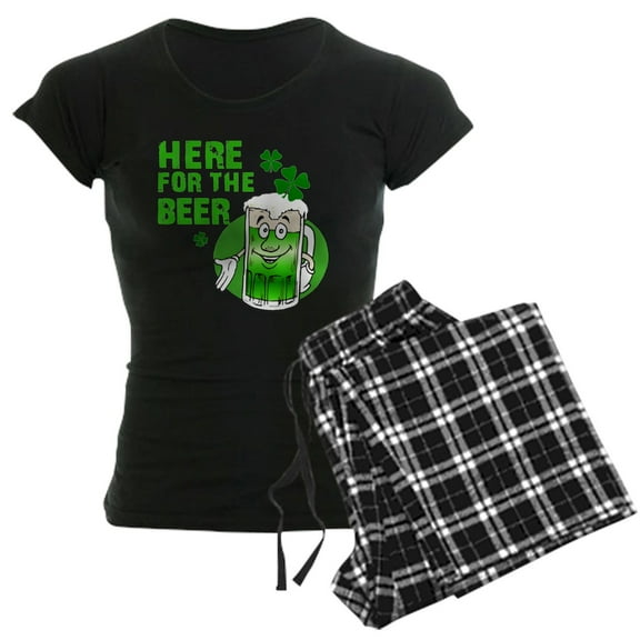 CafePress - HERE FOR THE BEER! Women's Dark Pajamas - Women's Short Sleeve Print T-Shirt and Pants Dark Cotton Pajama Set