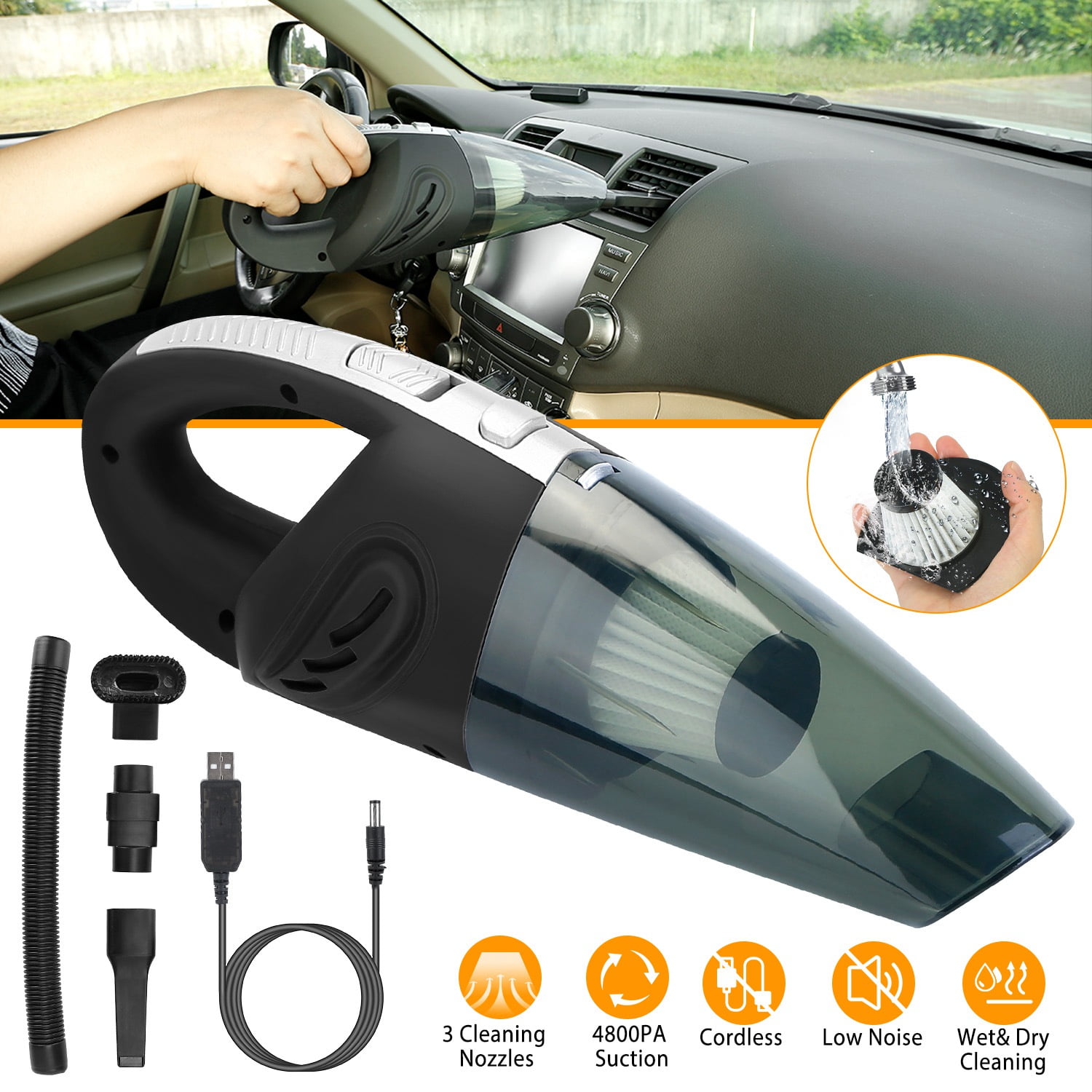 iNova Car Handheld Vacuum Cleaner Cordless Rechargeable Hand Vacuum Portable Strong Suction
