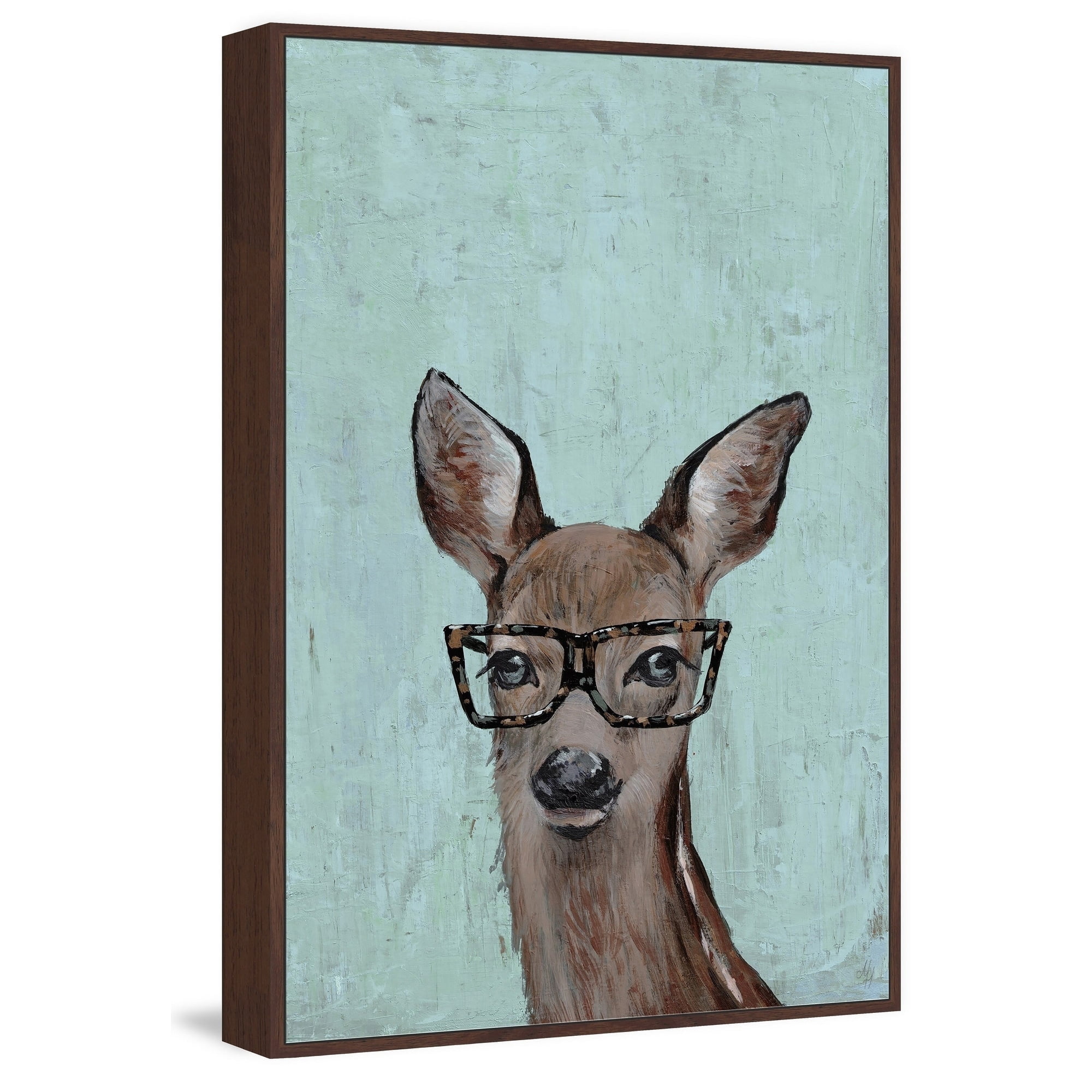 Brown Hippie Deer II Floater Framed Painting Print on Canvas