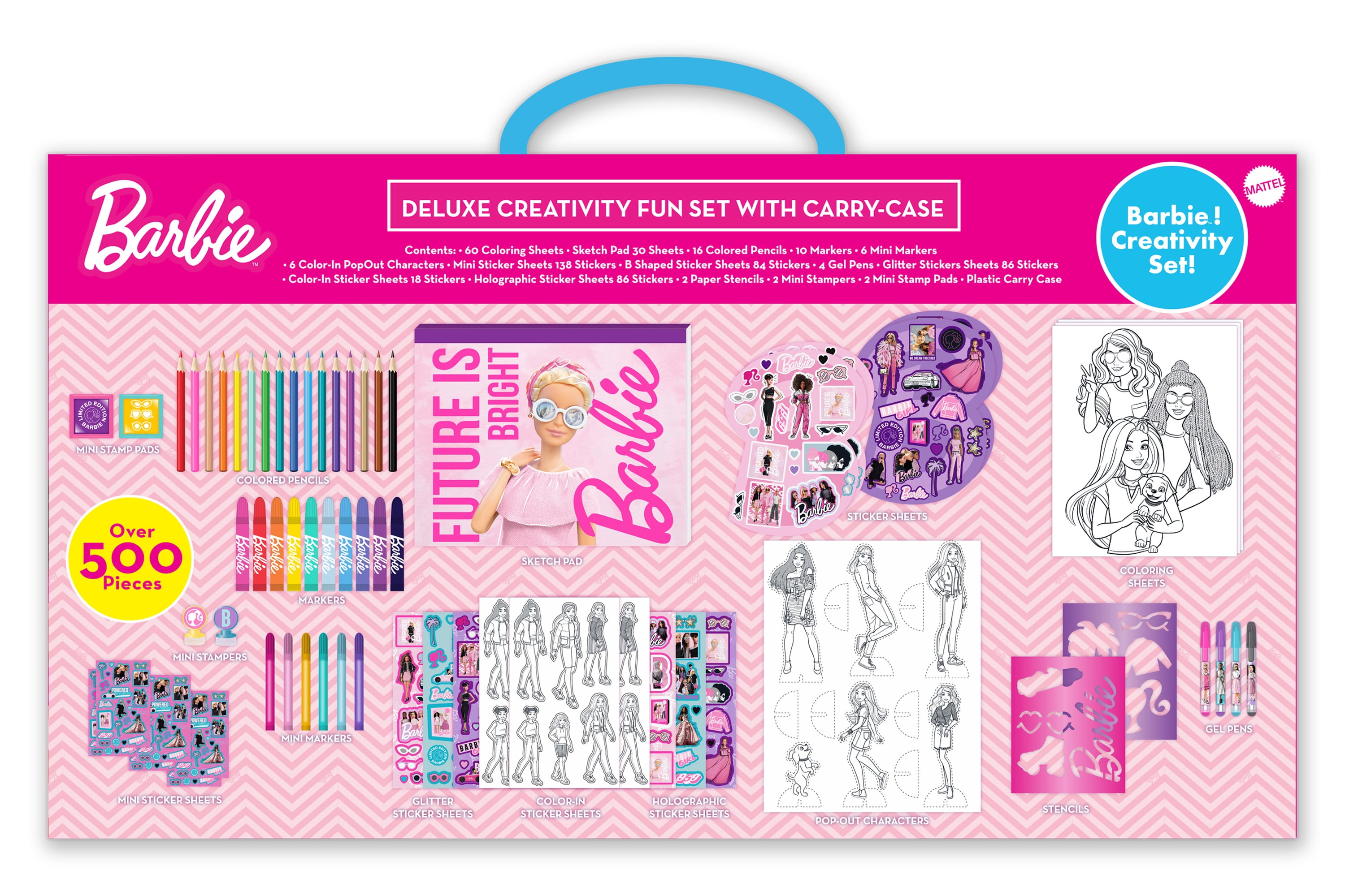 Barbie Pink Deluxe Creativity Fun Set with Carry-Case, Over 500 Pieces