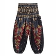 thumbnail image 4 of YONGHS Kids Girls Workout Yoga Bohemian Harem Pants for Beach Sports Gymnastic Dance Active wear Black 9-10, 4 of 7