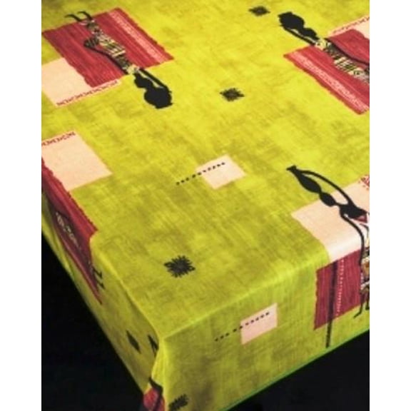 Green Afrikaane 100% Polyester, Stain Resistant Tablecloth 39 x 58 inch